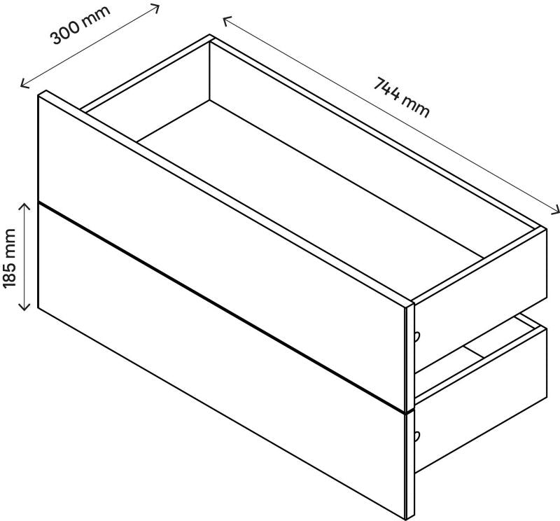 Udvendig skuffe til korpus 35 x 75 cm GoodHome Atomia sort 2 stk.