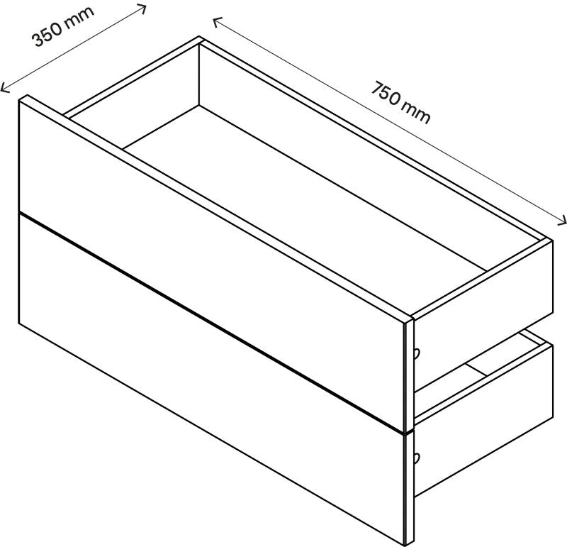 Udvendig skuffe til korpus 35 x 75 cm GoodHome Atomia grå eg 2 stk.