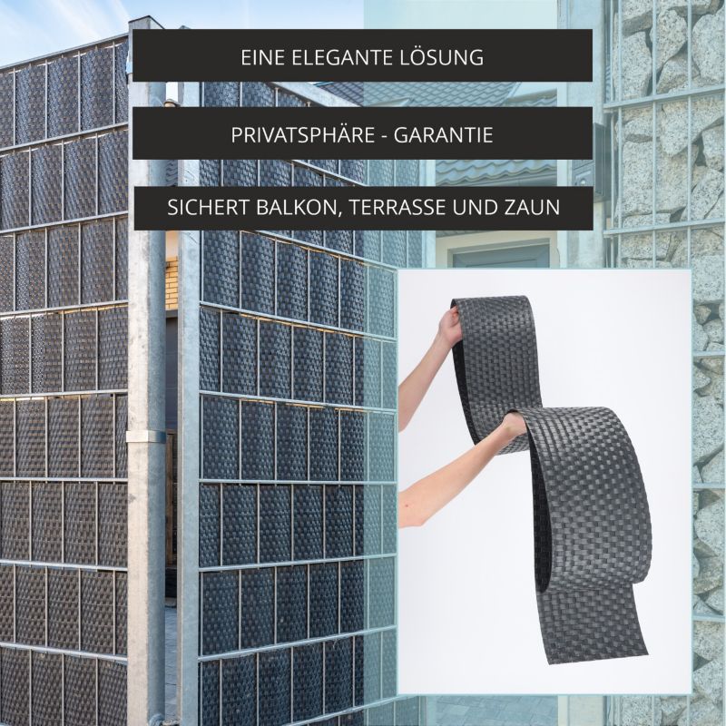 KADAX Antracit Hegnstrimmel til Hegnspaneler 19 cm x 2,55 m - Hegnsskærm