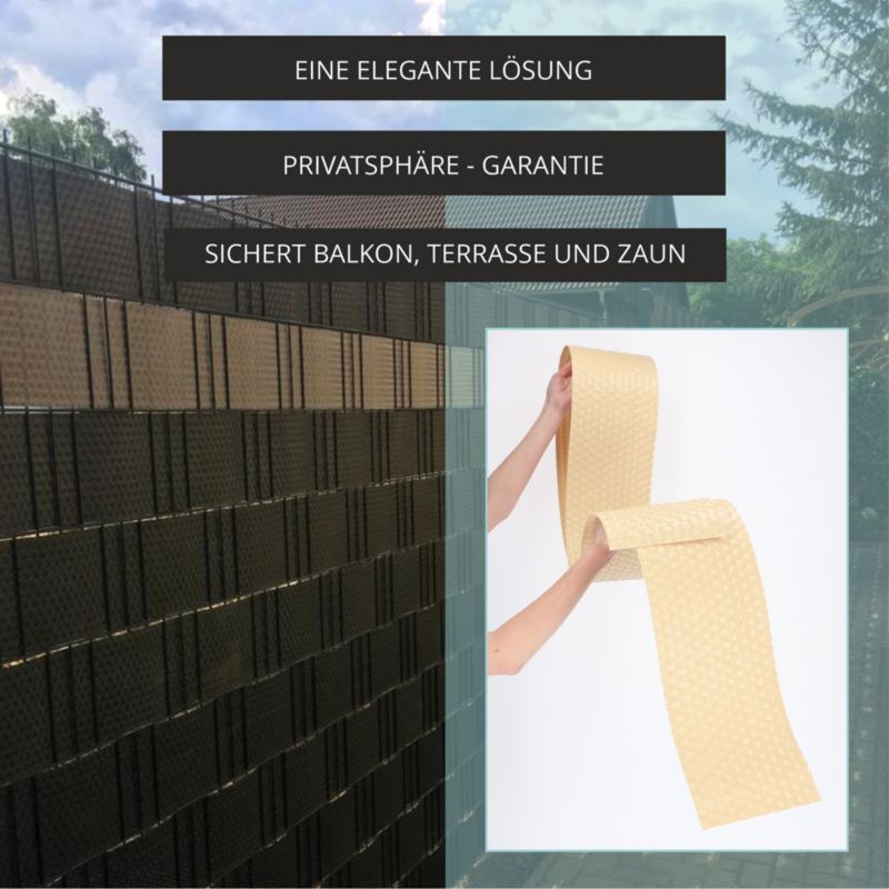 KADAX Beige Havehegnsbånd til Panelhegn 19 cm x 2,55 m - Privatlivsbeskyttelse og Vindafskærmning