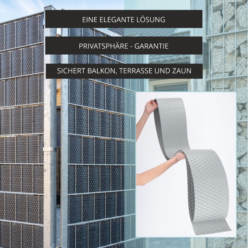 KADAX Grå Havehegnsbånd til Panelhegn 19 cm x 2,55 m - Beskyttende Hegnsskærm