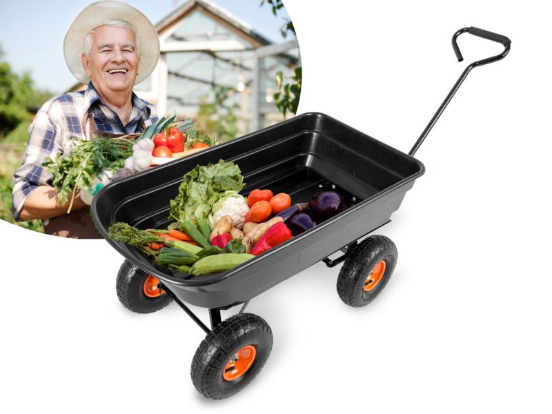 Humberg 3-i-1 havevogn med tipfunktion, 75 l kapacitet, 300 kg belastning, 1 stk.