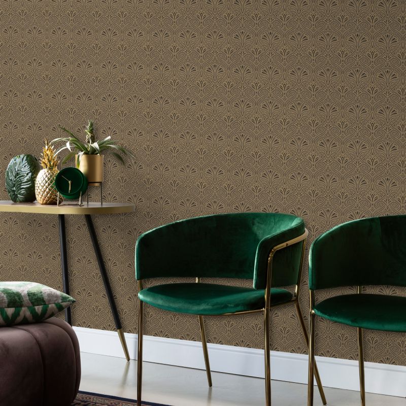 GoodHome Obol vinyltapet på nonwoven, sort