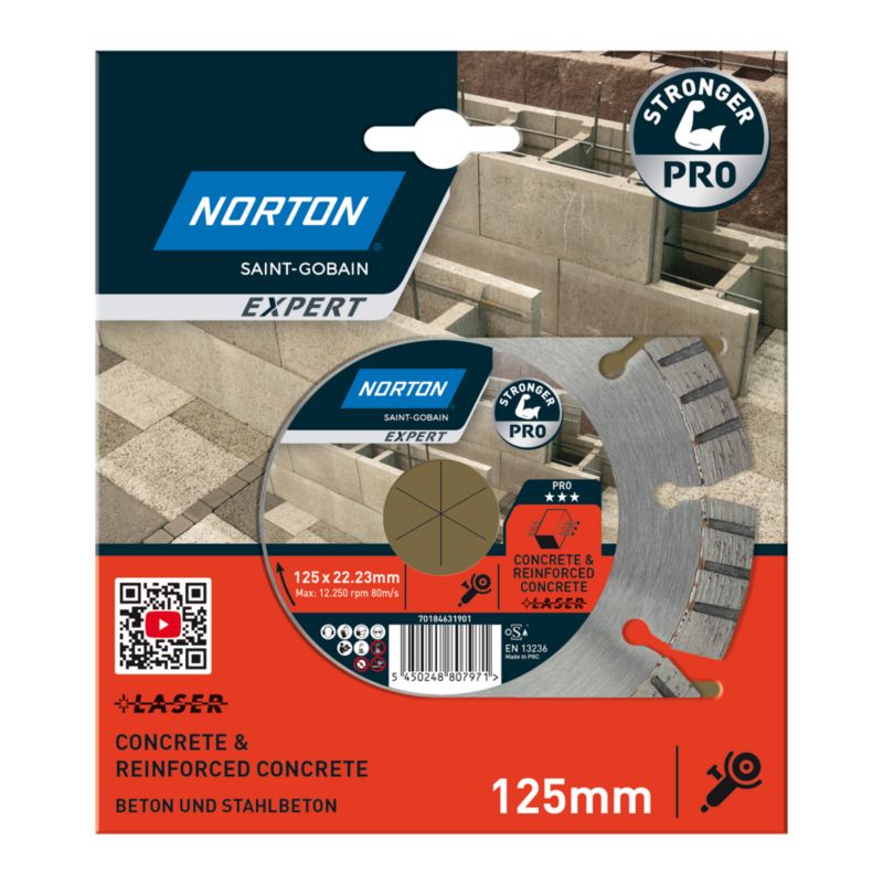 Norton Pro Laser diamantklinge til beton 125 x 22,23 mm