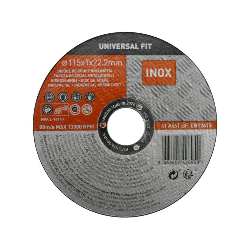 Universal fit skæreskive til rustfrit stål 115 x 1 mm