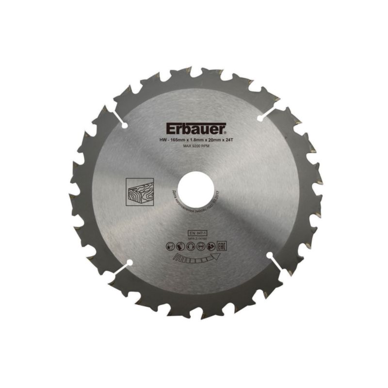 Erbauer træskæreskive 165 x 20/16 mm 24T