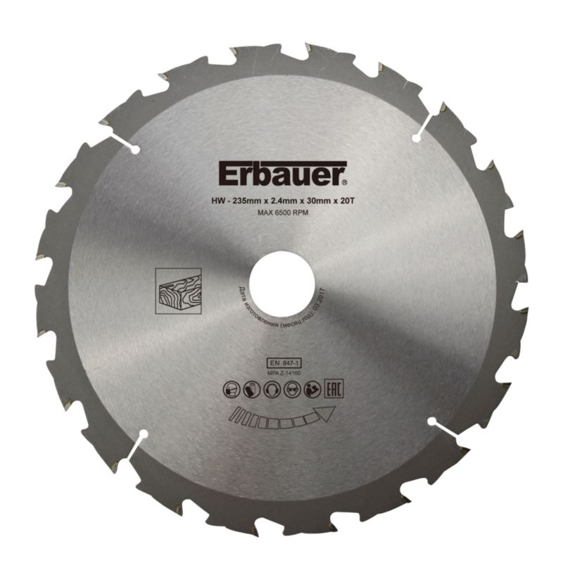 Erbauer træcirkelsavklinge 235 x 30/20 mm 20T