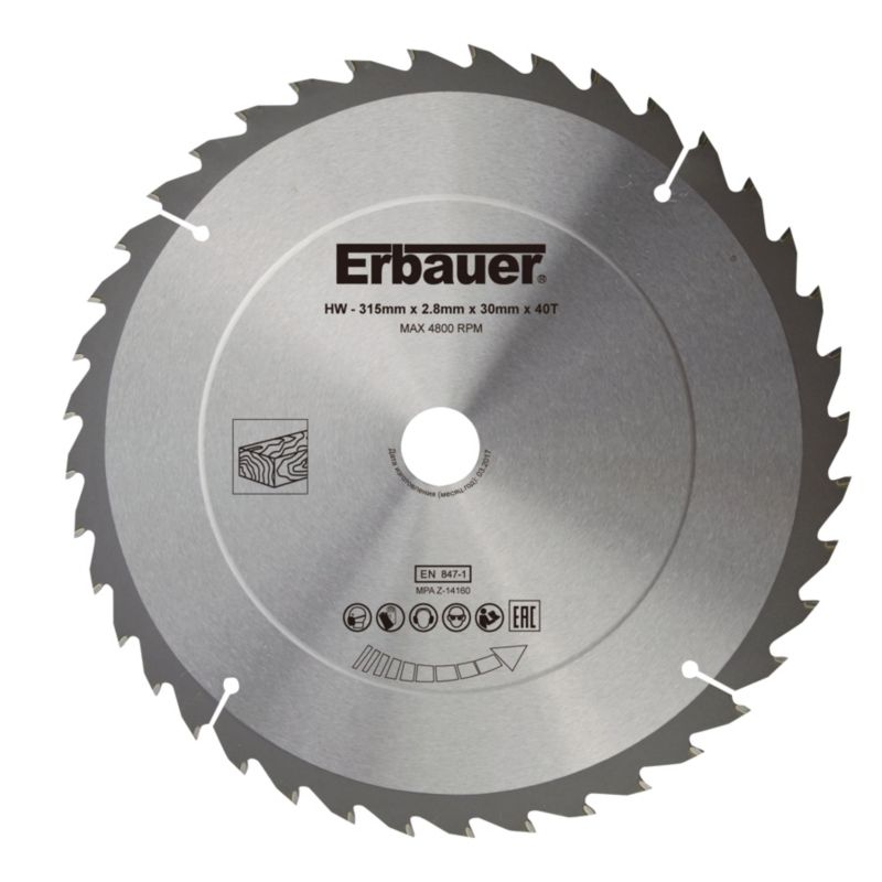 Erbauer træskæreskive 315 x 30 mm 40T