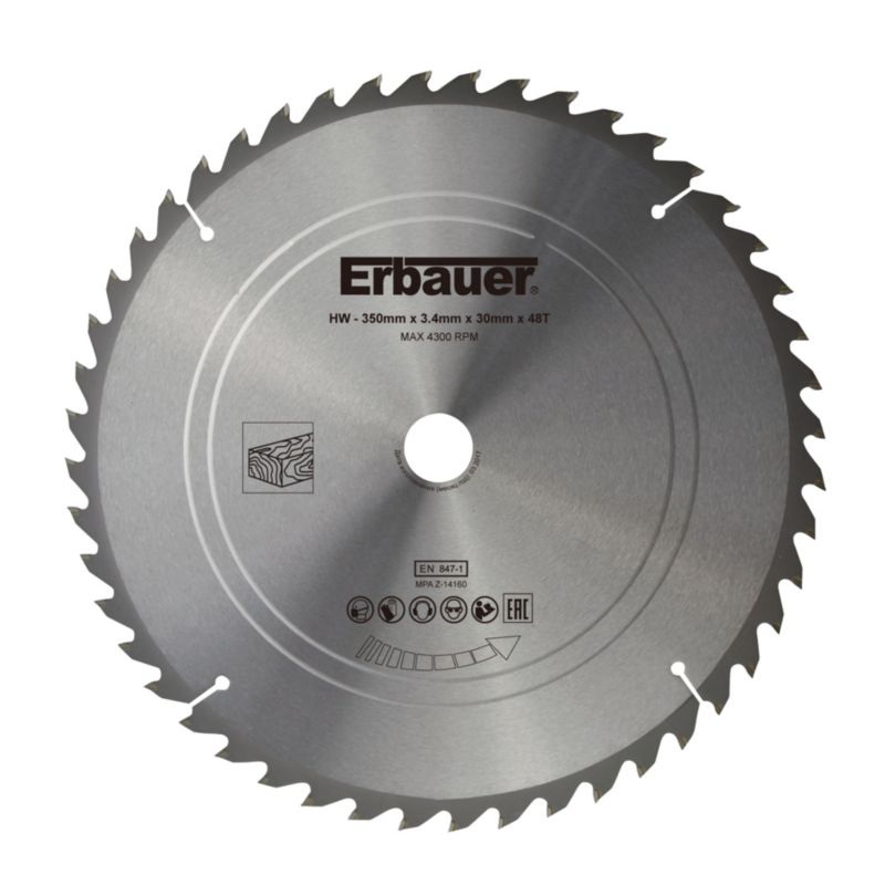 Erbauer træskæreskive 350 x 30 mm 48T
