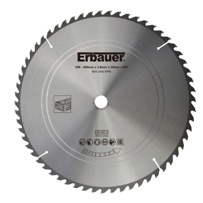 Erbauer træcirkelsavklinge 450 x 30 mm 60T