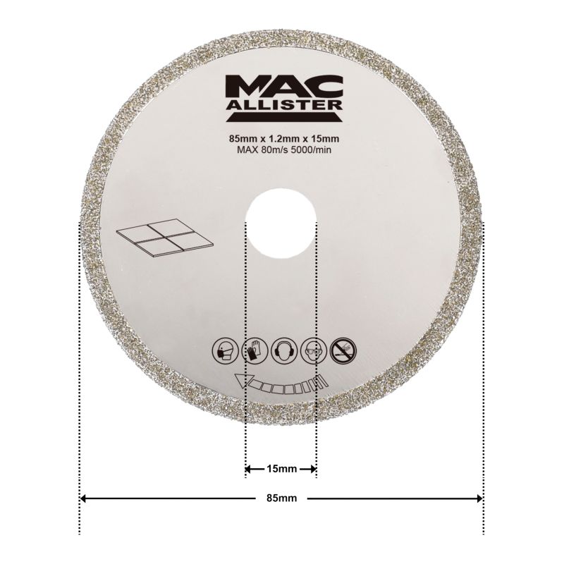 Diamantskive til minivinkelsliber Mac Allister 85 x 15 mm
