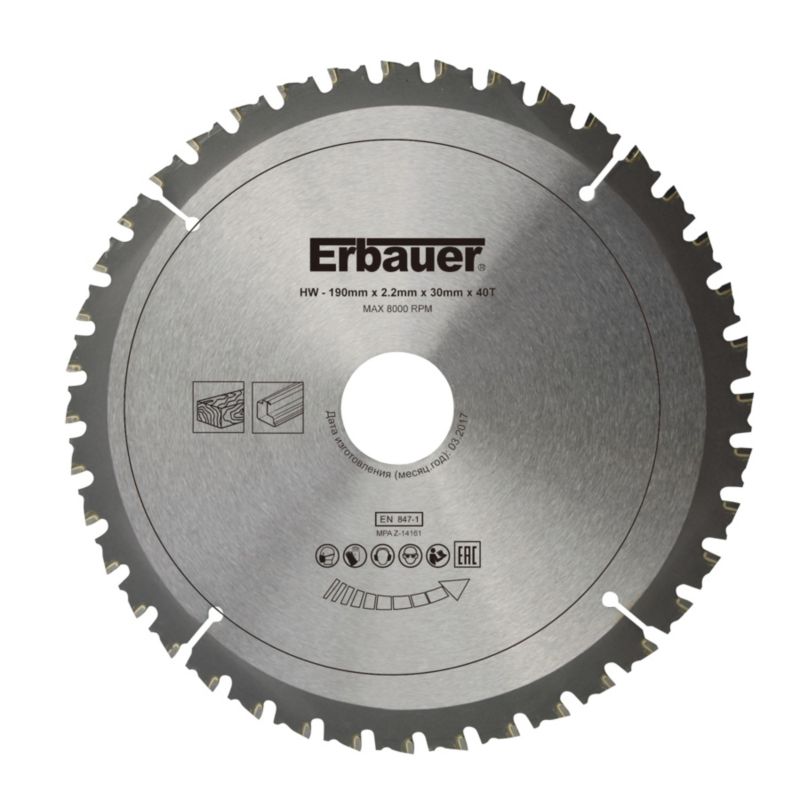 Erbauer universal klinge 190 x 30/20/16 mm 40T