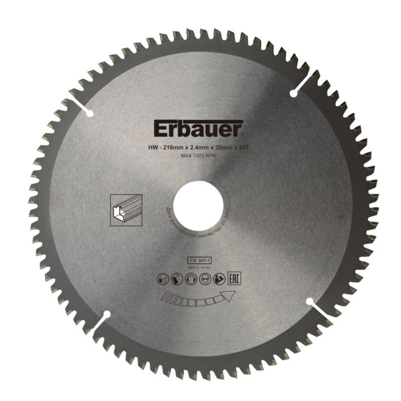 Universal klinge Erbauer 216 x 30/25/20/16 mm 80T