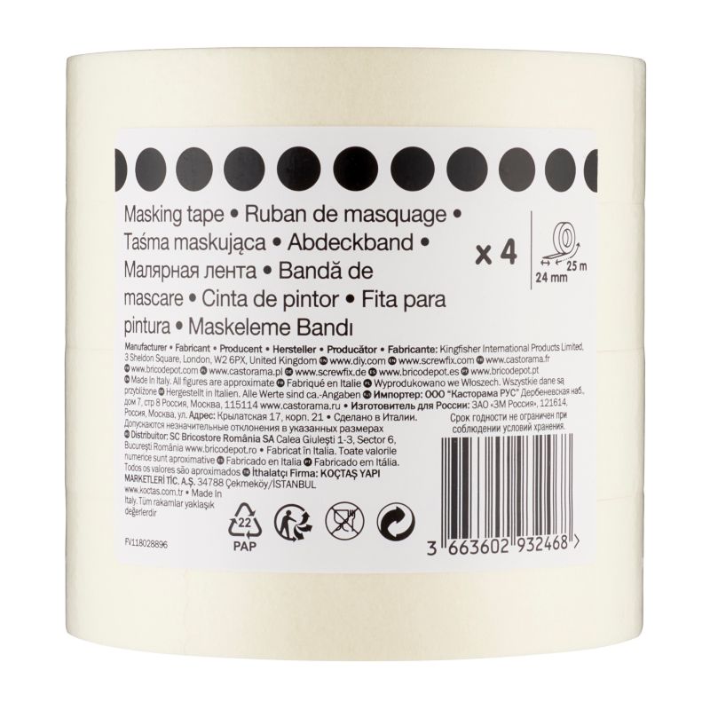 Malertape 24 mm x 25 m, 4 stk.