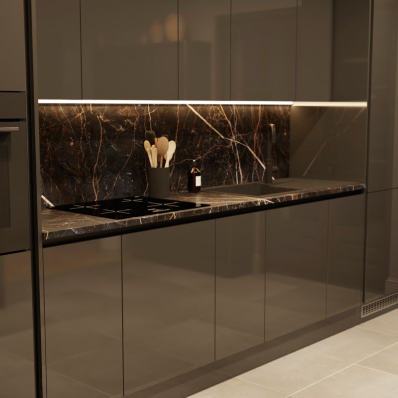 Kantbånd 300 cm mørk marmor