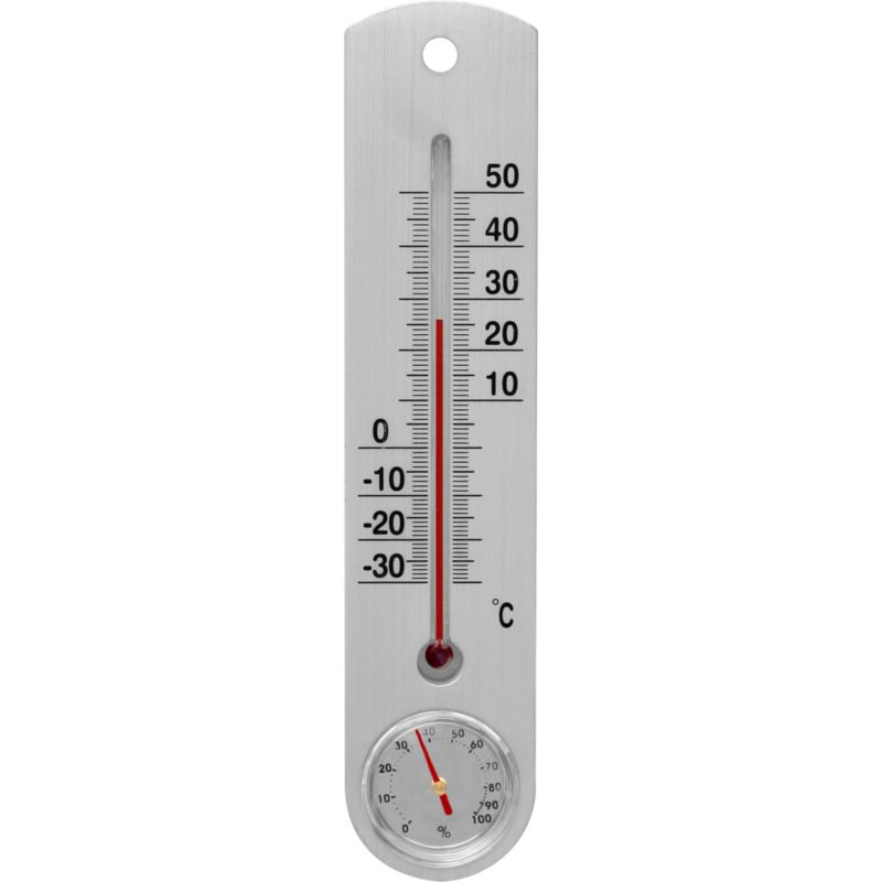 Plastiktermometer/hygrometer 25 cm i sølv