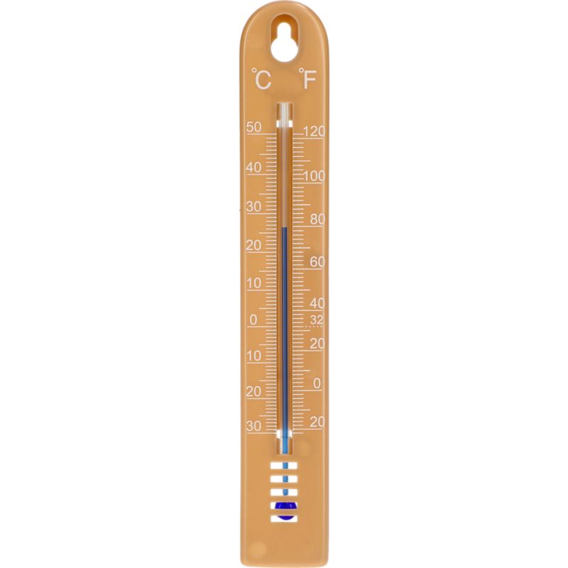 Plastiktermometer til rum 17 cm i brun