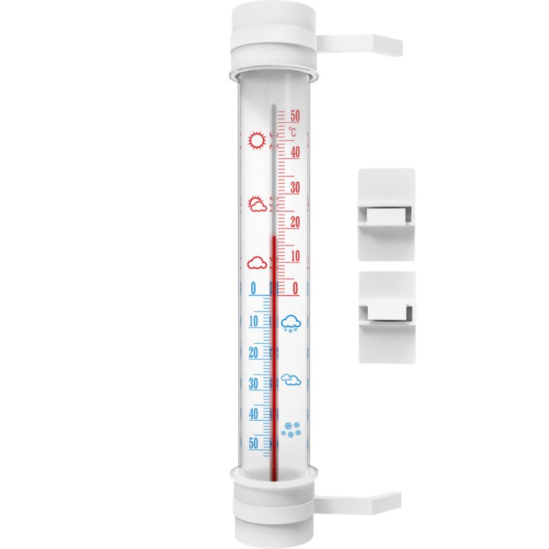 Rørformet vinduestermometer 27 cm hvid