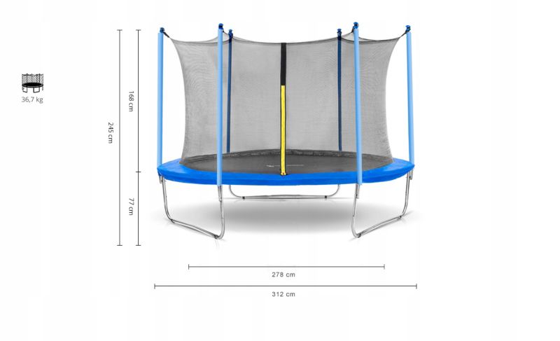 Corciano 312 cm (10 ft) havetrampolin med indvendigt net, 1 stk.