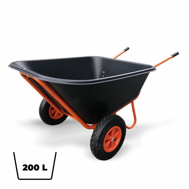 Trillebør 2 Hjul 200 Liter 159x87x77 cm Orange