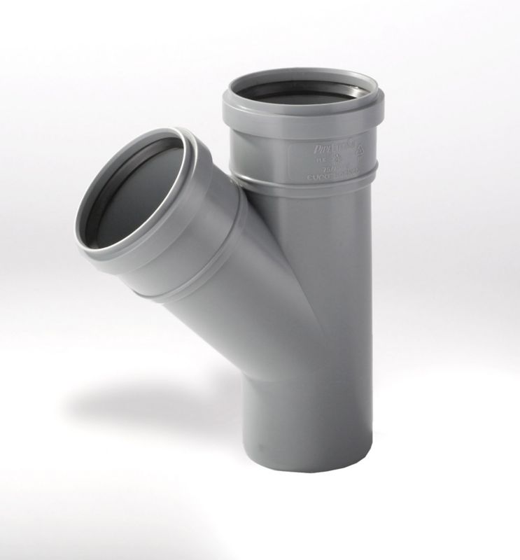 PP Pipelife 88° afløbstrekant til indvendig kloak 110 / 110 mm grå