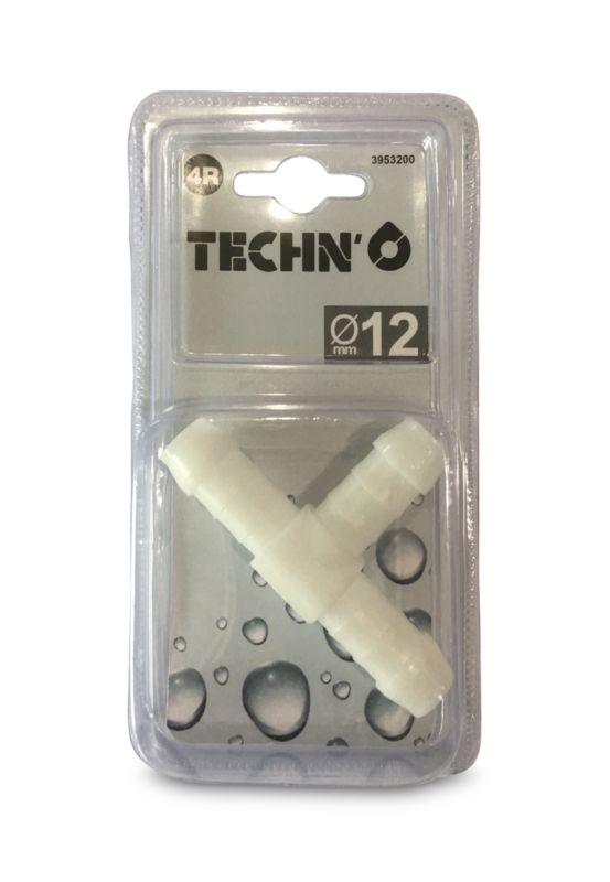 Hvid 12 mm slange-t-stykke