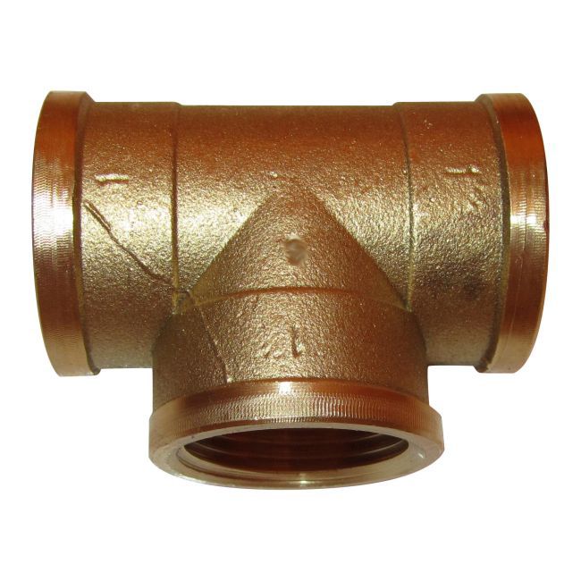 Messing trerørsnippel med indvendigt gevind 1”