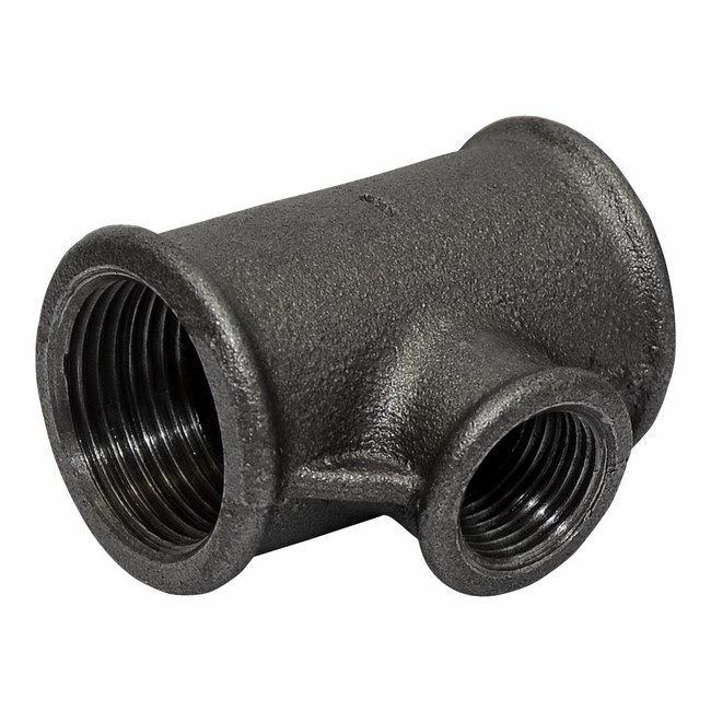 Sort gevindet T-stykke 3/4" x 1/2"