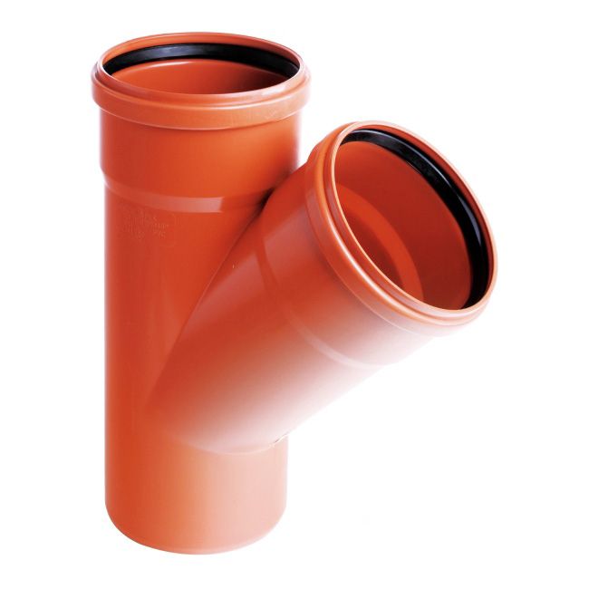 PVC-t-stykke Pipelife 200 x 200 mm 45°