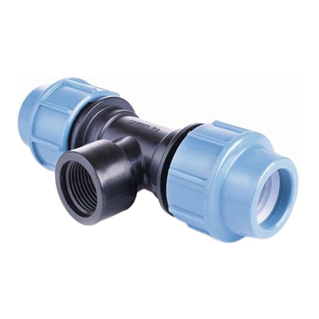 PE-trójnik Pipelife med indvendigt gevind 90° 25 mm x 1/2" x 25 mm