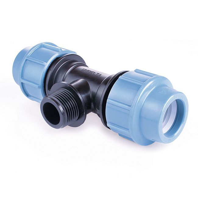 PE-triplett Pipelife med udvendigt gevind 25 mm x 1/2" x 25 mm