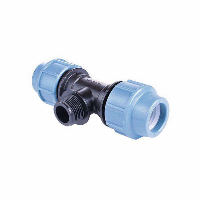 PE-triplett Pipelife med udvendigt gevind 25 mm x 1" x 25 mm