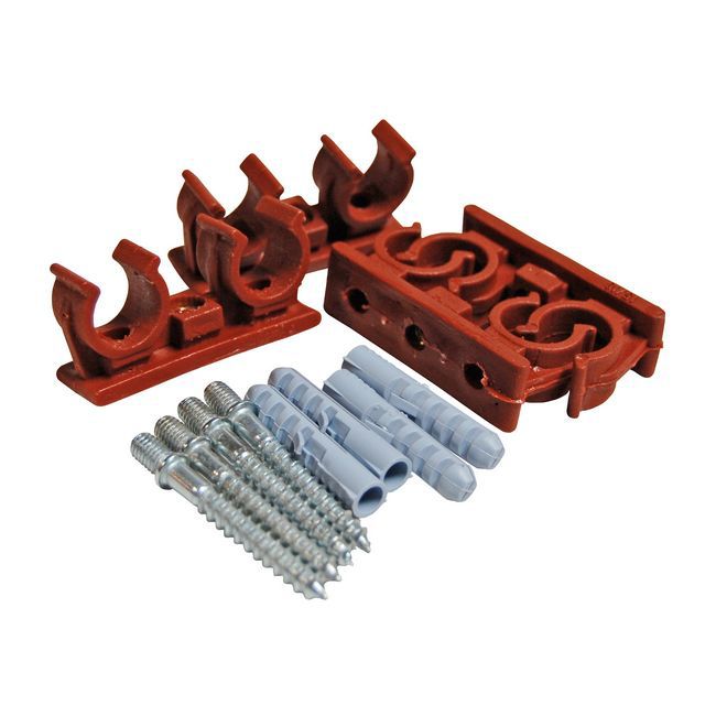 Dobbelt rørholder til kobberrør 4 stk. 18 mm