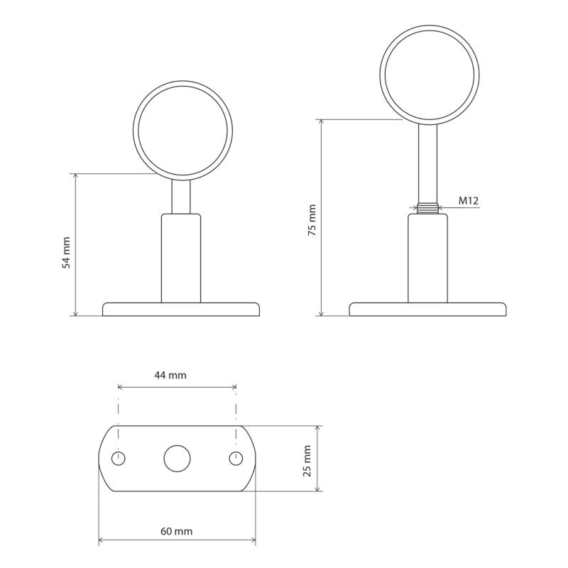 Shop Line afstandshåndtag Ø 25 mm, endestykke, krom