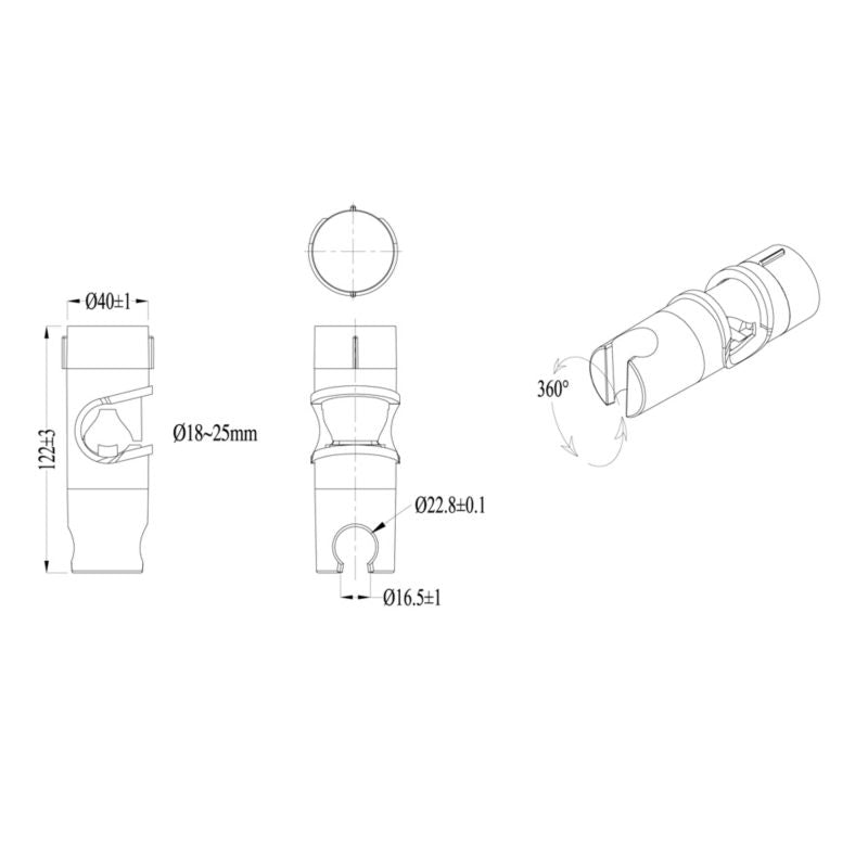 GoodHome bruseholder til skinne, Ø 18-25 mm, krom