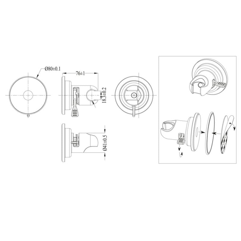 GoodHome sugekopbruserholder i krom