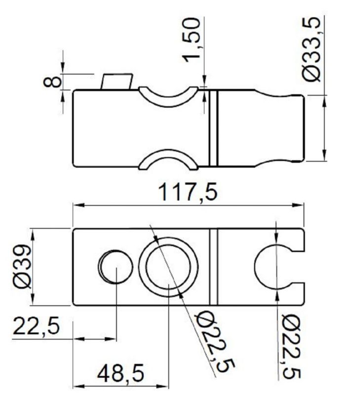 Bruseholder 22,6 mm Krom 1 stk. | 5907798774852