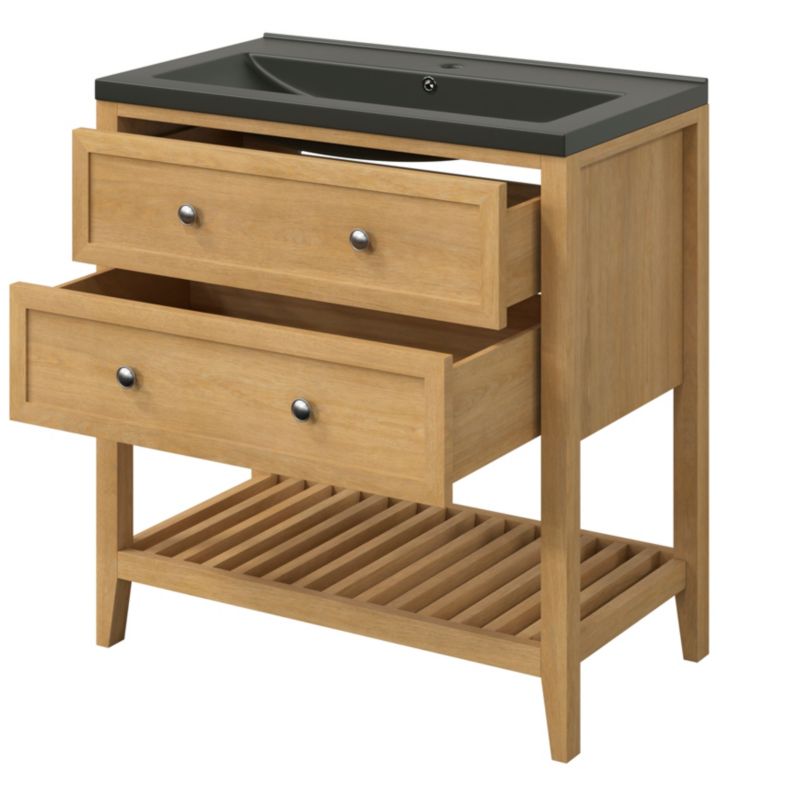 GoodHome Nira keramisk vask 80 cm sort