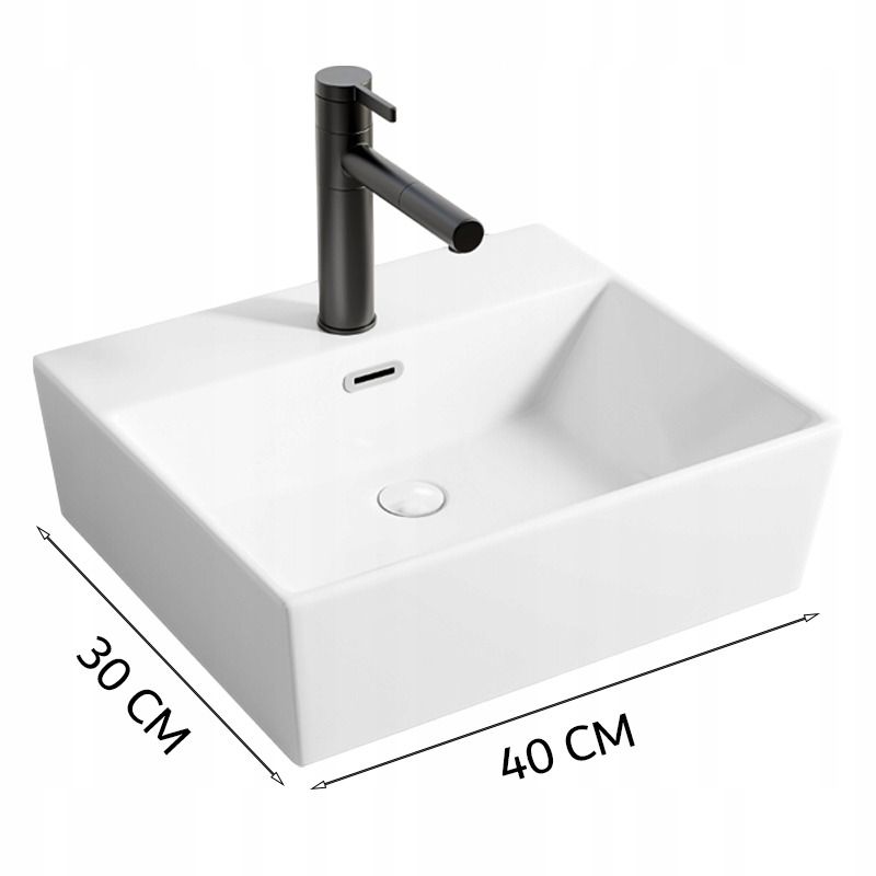 Keramisk Håndvask Rektangulær Hvid Bordplade 41x36 cm