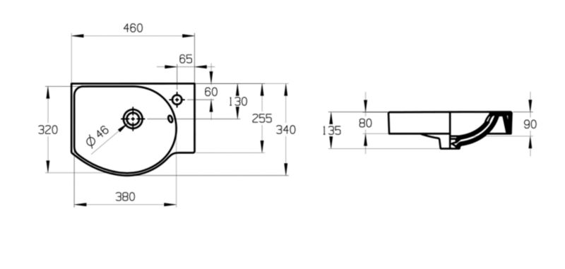 Roca Micro keramisk møbelvask 45 cm hvid