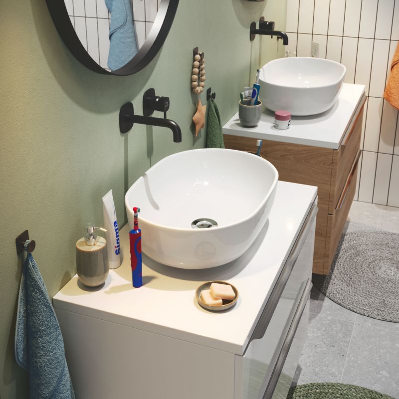 Cersanit Moduo 50 cm oval bordmonteret vask i hvid keramik