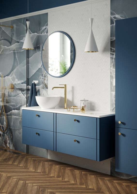 Ceramisk bordmonteret vask GoodHome Blanca Ø 31 cm hvid