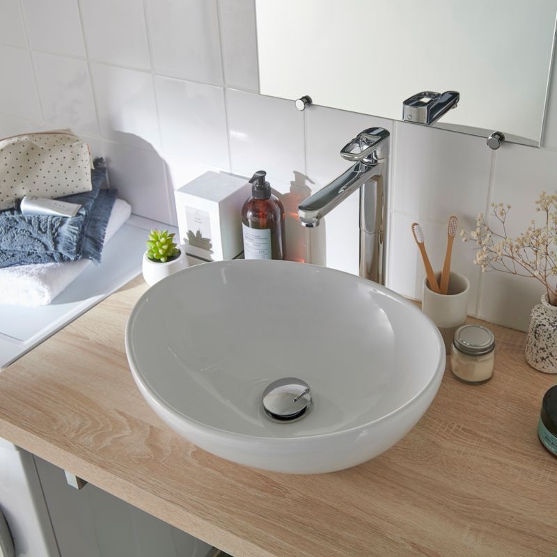 GoodHome Nessa keramisk vask til bordmontage 40,5 x 33,7 cm hvid