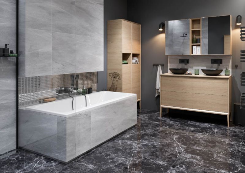 GoodHome Tumen rund bordmonteret stenvask Ø 38 cm sort