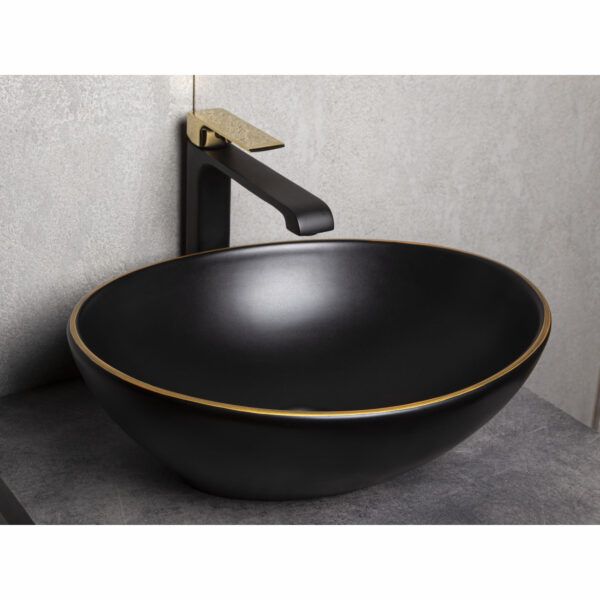 Kerra KR-707 BL/G bordmonteret vask i sort og guld, 1 stk.