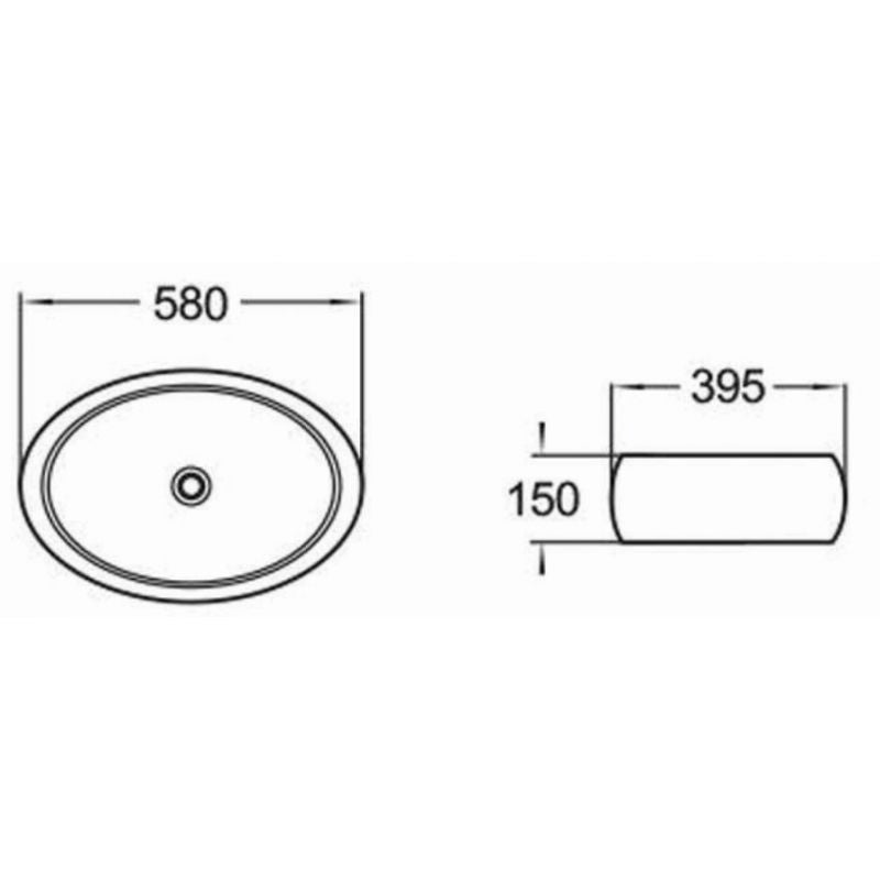 Mexen Abril bordmonteret vask 58 x 39 cm mat-sort 1 stk.