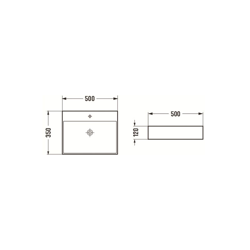 Mexen Blanca bordmonteret vask i mat-sort 50 x 35 cm, 1 stk.