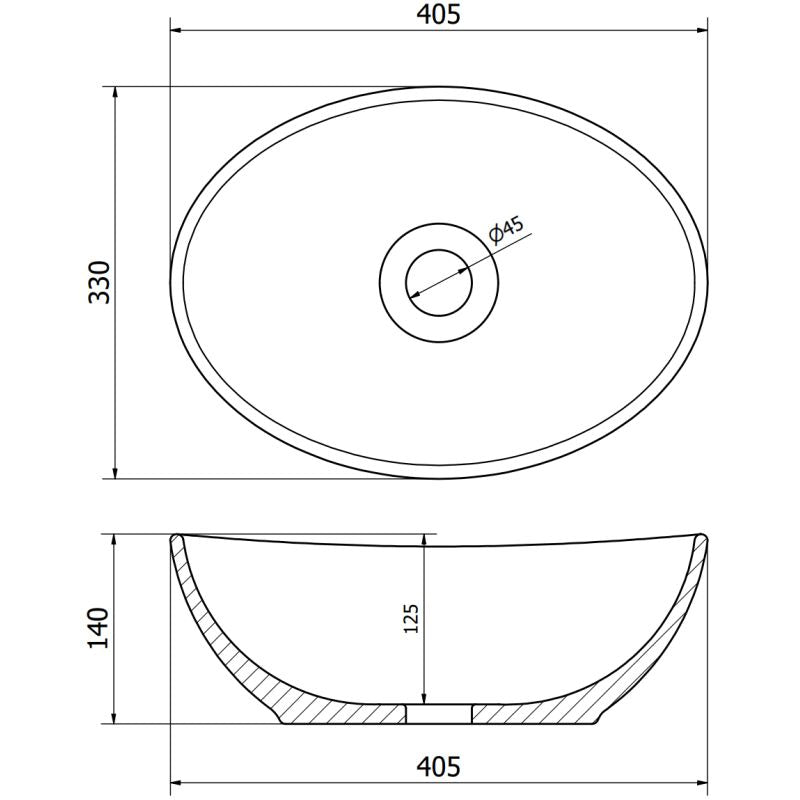Mexen Elza bordmonteret vask 40 x 33 cm mat-sort med guld ternet mønster 1 stk.