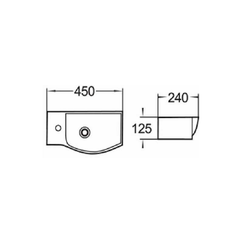 Mexen Hugo bordmonteret vask i hvid 45 x 24 cm 21254500L 1 stk.