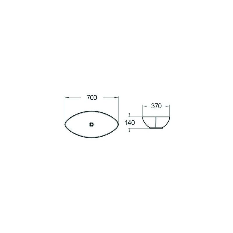 Mexen Ivone bordmonteret vask i hvid 70 x 37 cm, 1 stk.